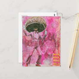 Cartão Postal Um bobo mmm mmm cogumelo dançante retrô rosa