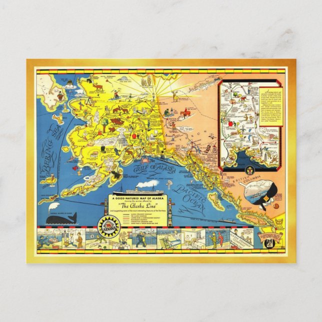 Cartão Postal Um bom mapa do Alasca (Frente)