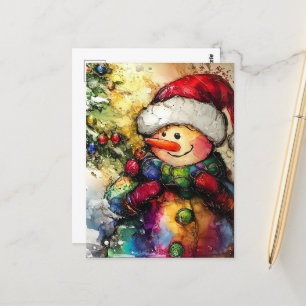 Cartão Postal Um boneco de neve de Natal