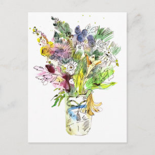 Cartão Postal Um buquê de flores de verão com humor alegre