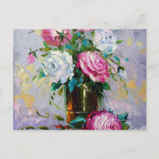 Cartão Postal Um buquê de rosas matinais