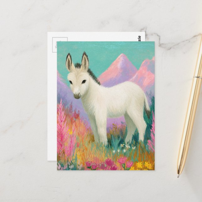 Cartão Postal Um Burro Branco Adorável (Frente/Verso In Situ)