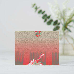 Cartão Postal um cachecol vermelho e bege com uma fotografia de