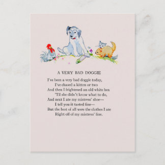 Cartão Postal Um cachorro muito ruim, poema e desenho
