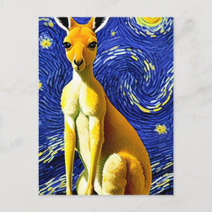 Cartão Postal Um Canguru na Noite Estrelada