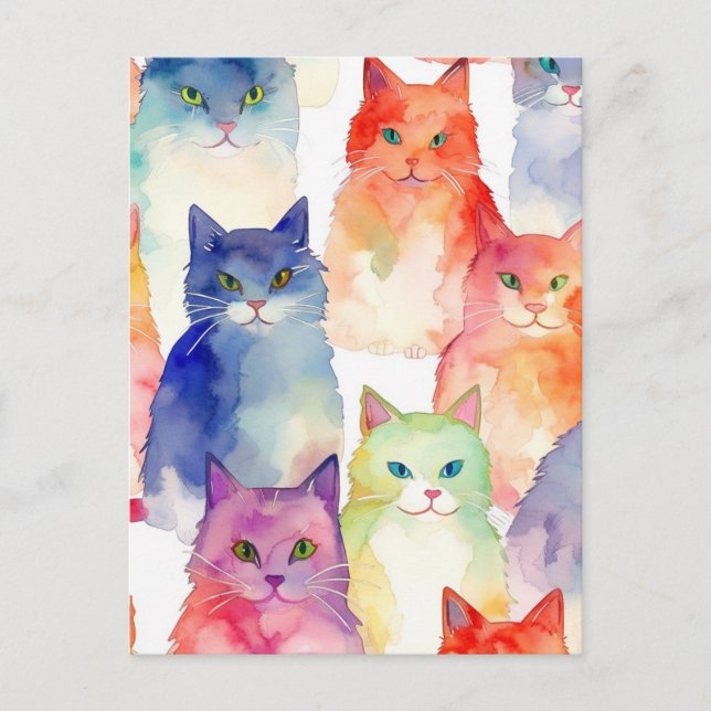 Cartão Postal Um caos de gatos (Frente)