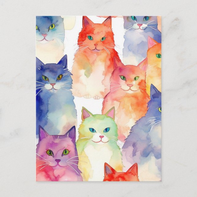 Cartão Postal Um caos de gatos (Frente)