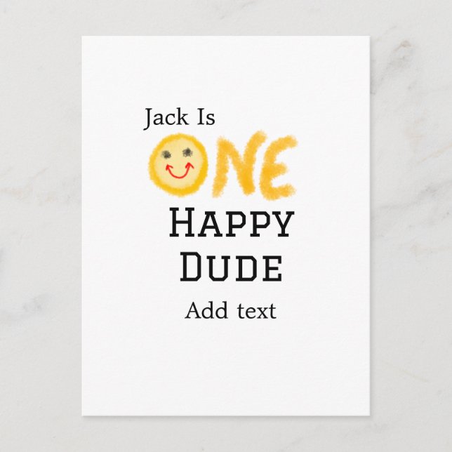 Cartão Postal Um cara feliz aniversário feliz smiley amarelo  (Frente)