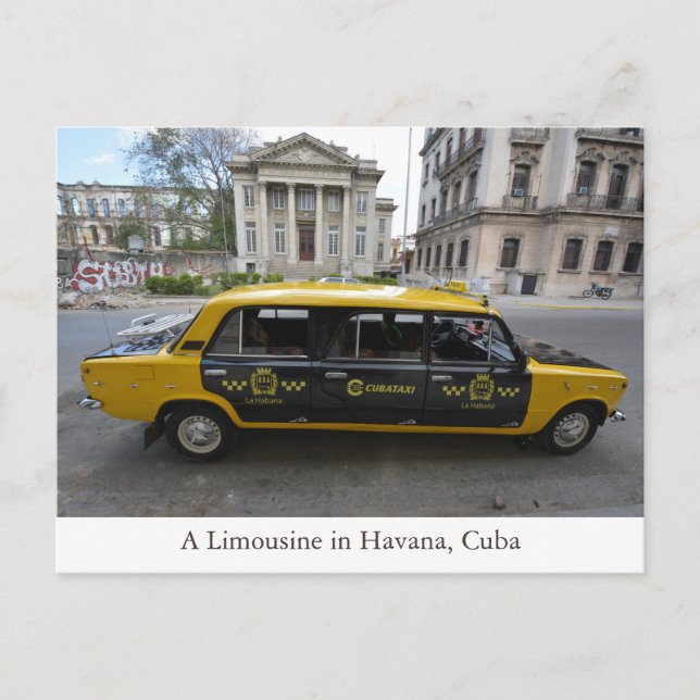 Cartão Postal Um carro limusine em Havana (Habana) Cuba (Frente)