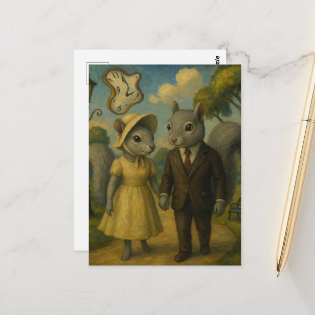 Cartão Postal Um Casal de esquilo de Cinza surreal (Frente/Verso In Situ)