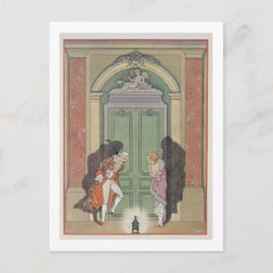 Cartão Postal Um Casal em Candlelight, ilustração de Les Li