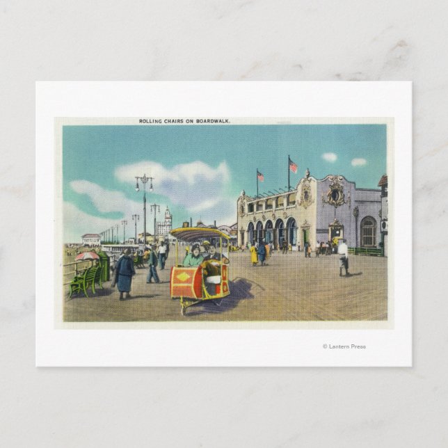 Cartão Postal Um Casal em uma Cena de Rolar Cadeira em Passeio (Frente)