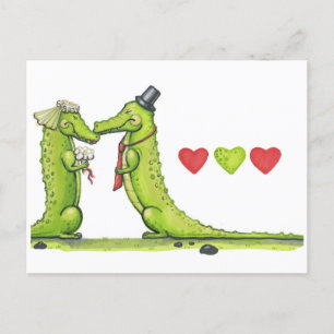 Cartão Postal Um casamento de crocodilo.