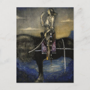 Cartão Postal “Um Cavaleiro Cavalgou”Aquarela de John Bauer