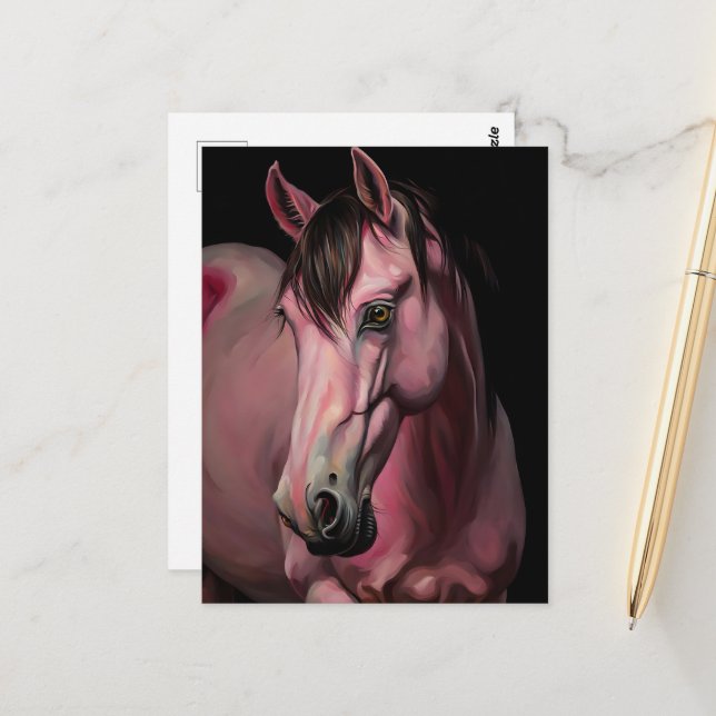 Cartão Postal Um Cavalo Rosa (Frente/Verso In Situ)