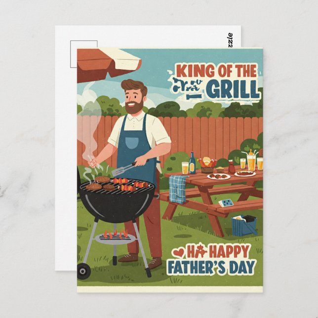 Cartão Postal um CHURRASCO de quintal para o Dia de os pais (Frente/Verso)