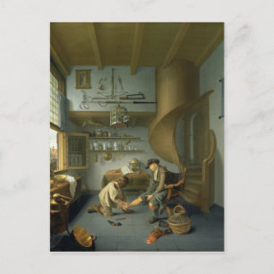 Cartão Postal Um cirurgião barbeiro cuidando do pé de um campo