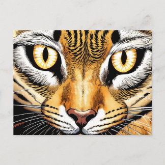 Cartão Postal Um close-up do rosto de um gato com olhos amarelos