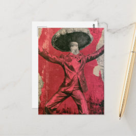 Cartão Postal Um cogumelo dançante retrô engraçado bobo