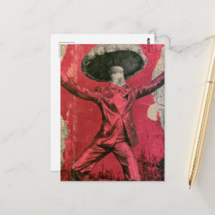 Cartão Postal Um cogumelo dançante retrô engraçado bobo