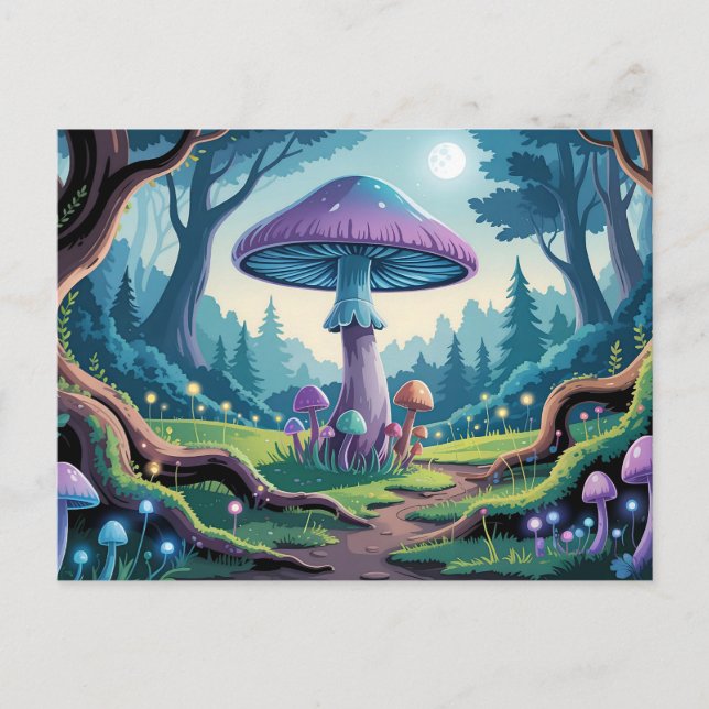 Cartão Postal Um Cogumelo Roxo (Frente)