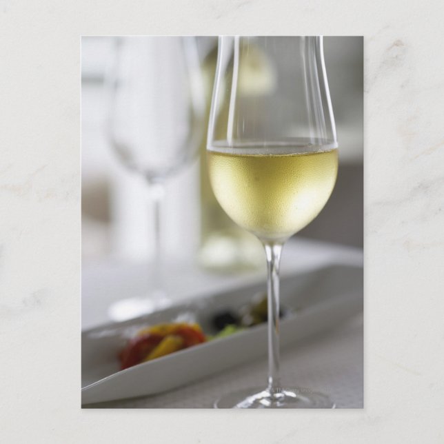 Cartão Postal Um copo de vinho branco 2 (Frente)