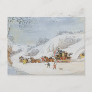 Cartão Postal Um correio na neve profunda