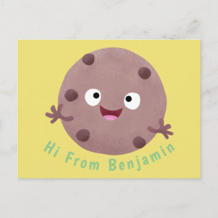 Cartão Postal Um desenho animado de biscoito de chocolate inteli