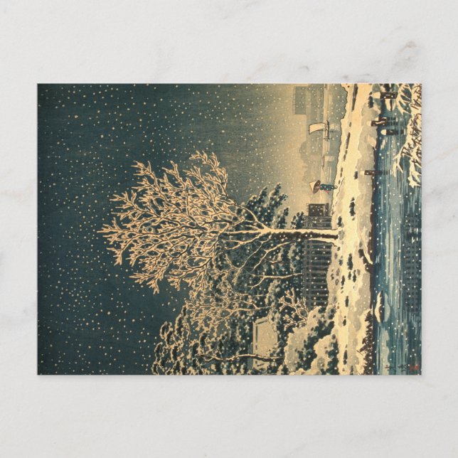 Cartão Postal Um Dia de Inverno no Rio Sumida no Japão (Frente)
