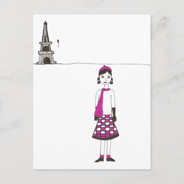 Cartão Postal Um dia em Paris, França (Frente)