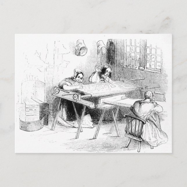 Cartão Postal Um dia nos fabricantes de rendas de Nottingham (Frente)