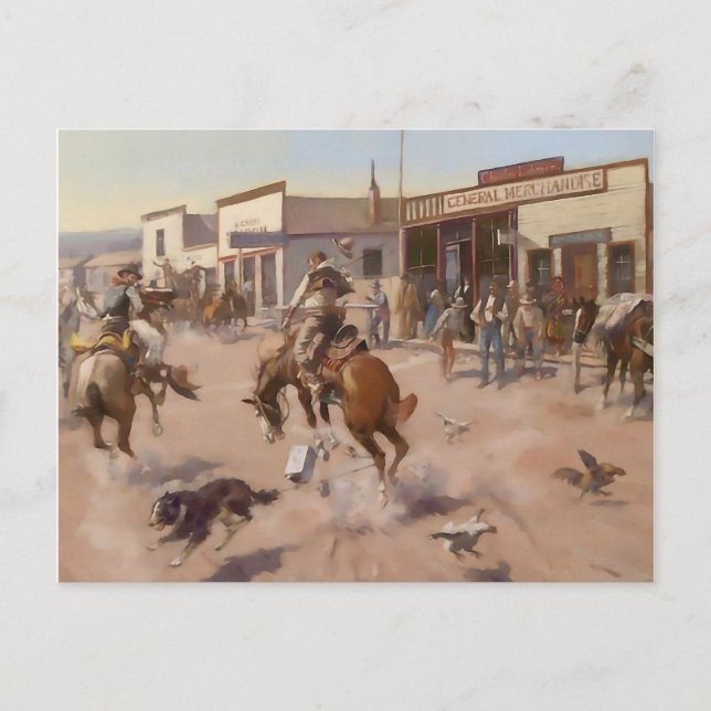 Cartão Postal "Um dia silencioso em Utica", por Charles M Russel (Frente)