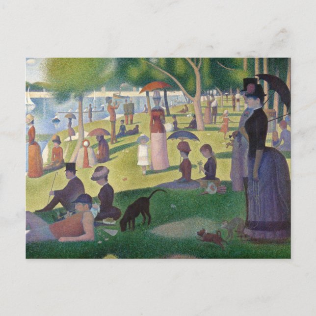 Cartão Postal Um domingo no La Grande Jatte por Seurat Postcard (Frente)