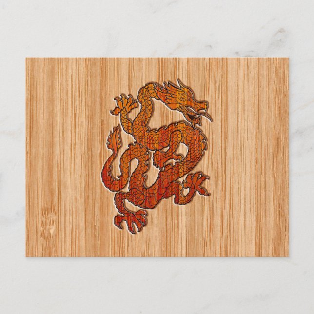 Cartão Postal Um Dragão Vermelho em Bambu como (Frente)