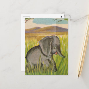 Cartão Postal Um Elefante Bebê Vintage Fofo