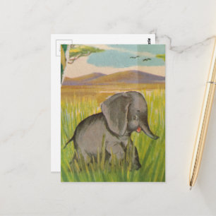Cartão Postal Um Elefante Bebê Vintage Fofo