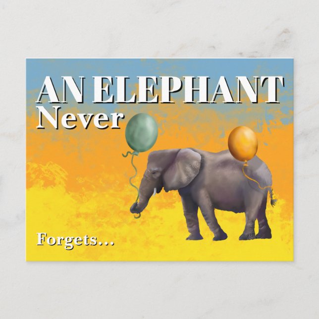 Cartão Postal Um Elefante Nunca Esquece (Frente)