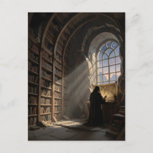 Cartão Postal Um Erudito Solitário na Biblioteca Antiga Amantes