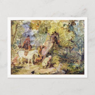 Cartão Postal Um esboço para "Foresters Stalking Deer" (óleo sob