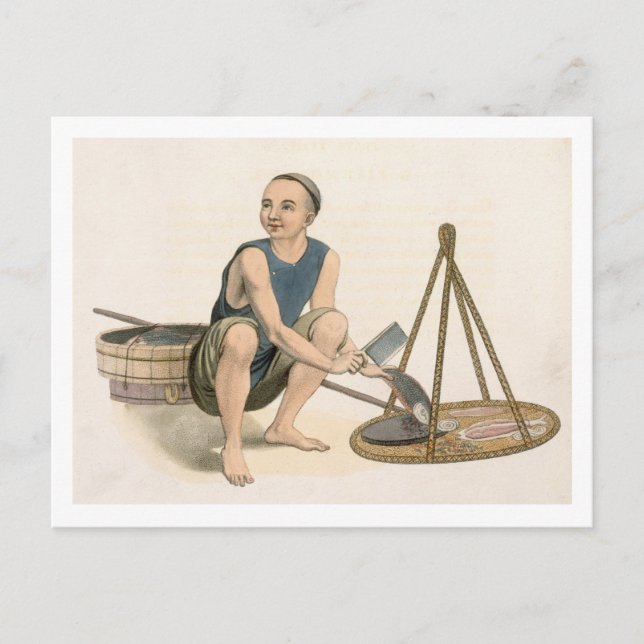 Cartão Postal Um Fishmonger, prato 39 de "Os Figurinos da China (Frente)