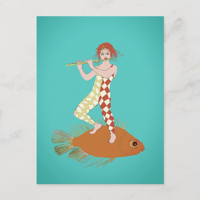 Cartão Postal Um flautista (Frente)