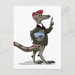 Cartão Postal Um funcionário Iguanodon de desenho animado.
