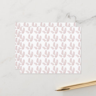 Cartão Postal um fundo branco com folhas rosa sobre ele