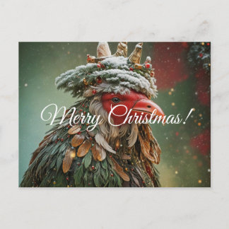 Cartão Postal Um galo de Natal olha à distância