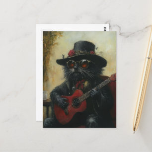 Cartão Postal Um Gatinho Negro Musical Adorável