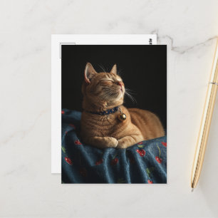 Cartão Postal Um Gatinho Ruivo Sonolento Fofo