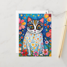 Cartão Postal Um Gato Colorido