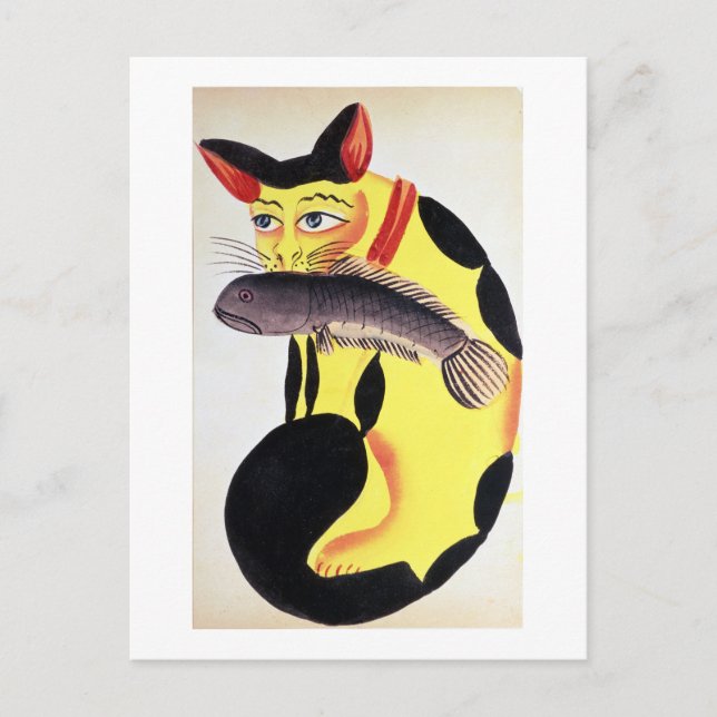 Cartão Postal Um gato com um peixe na boca, do Rudyard K (Frente)
