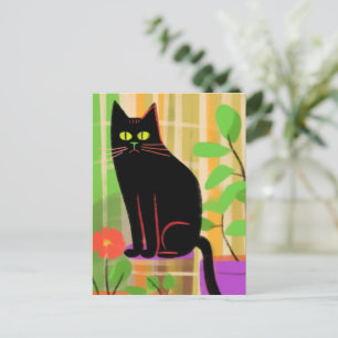 Cartão Postal Um Gato Negro Gato