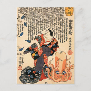 Cartão Postal Um gato vestido de mulher batendo na cabeça